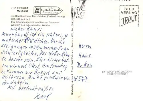 AK / Ansichtskarte Murrhardt Walterichskirche Rathaus Kirchenkirnberg Walterichskapelle Waldsee Fornsbach Murrhardt