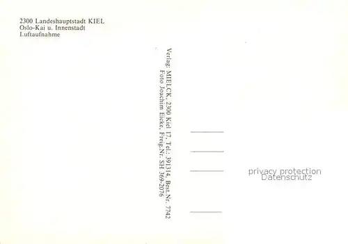 AK / Ansichtskarte Kiel Fliegeraufnahme Oslo Kai Innenstadt Kiel