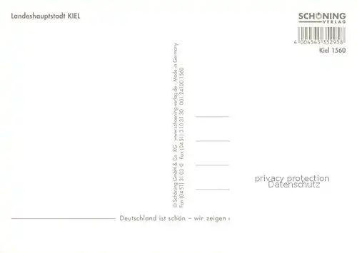 AK / Ansichtskarte Kiel Kirche Nachtaufnahme Hafen Statue Uferpromenade Kiel