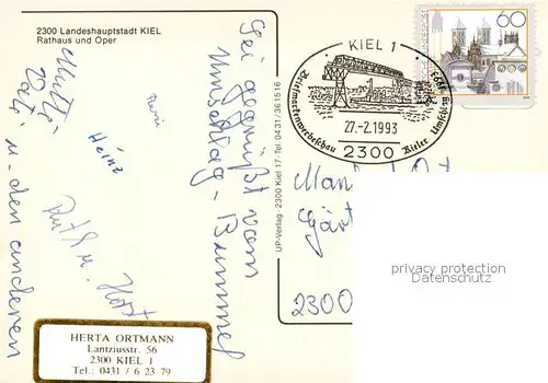 AK / Ansichtskarte Kiel Rathaus Oper Kiel