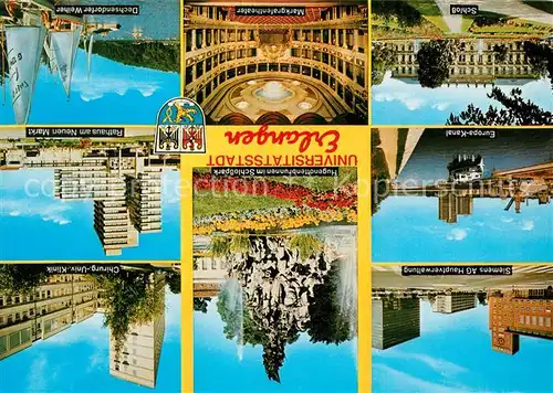 AK / Ansichtskarte Erlangen Siemens AG Hauptverwaltung Hugenottenbrunnen Schlosspark Schloss Rathaus Erlangen