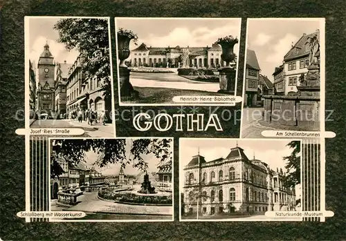 AK / Ansichtskarte Gotha_Thueringen Josef Ries Strasse Schellenbrunnen Schlossberg Waserkunst Naturkundemuseum Gotha Thueringen