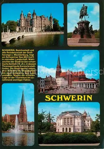 AK / Ansichtskarte Schwerin_Mecklenburg Schloss Denkmal Kirche Fontaene Park Schwerin_Mecklenburg