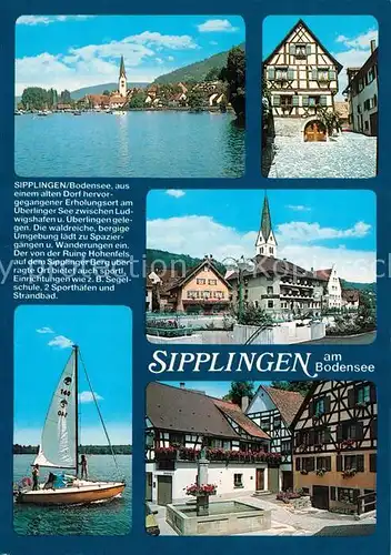 AK / Ansichtskarte Sipplingen_Bodensee Fachwerkhaus Teilansichten Brunnen Sipplingen Bodensee