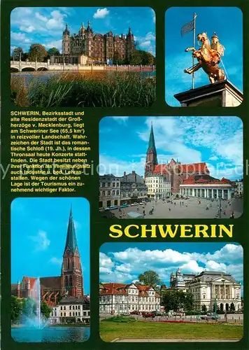 AK / Ansichtskarte Schwerin_Mecklenburg Schloss Denkmal Friedrich Franz II Markt Dom Pfaffenteich Staatstheater Schwerin_Mecklenburg