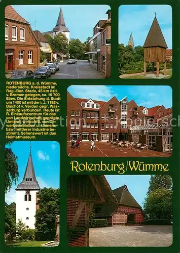 AK / Ansichtskarte Rotenburg_Wuemme Teilansichten Einkaufszentrum Kirche Heimatmuseum Rotenburg Wuemme