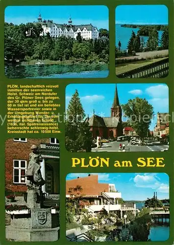 AK / Ansichtskarte Ploen_See Schloss Strassenpartie Brunnen Strandhotel Ploen_See