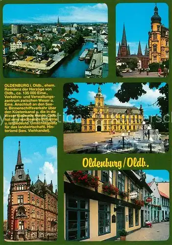 AK / Ansichtskarte Oldenburg_Niedersachsen Fliegeraufnahme Kirche Schloss Rathaus Strassenpartie Oldenburg Niedersachsen