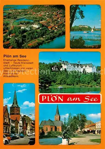AK / Ansichtskarte Ploen_See Fliegeraufnahme Seepartie Schloss Kirchen Ploen_See