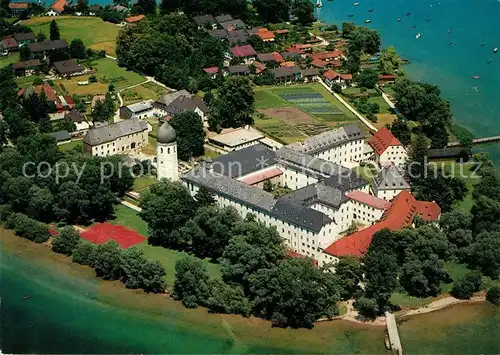 AK / Ansichtskarte Frauenchiemsee Kloster Fliegeraufnahme Frauenchiemsee