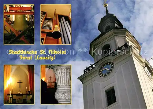 AK / Ansichtskarte Forst_Lausitz Stadtkirche St Nikolai Glaube Glocke Eule Orgel Altarraum Taufstein  Forst_Lausitz