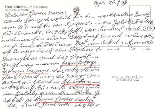 AK / Ansichtskarte Fraueninsel_Chiemsee Fliegeraufnahme Abtei Frauenwoerth Fraueninsel Chiemsee