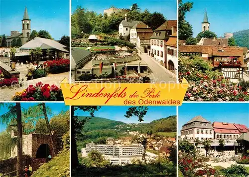 AK / Ansichtskarte Lindenfels_Odenwald Kirche Schloss Park Panorama Lindenfels Odenwald
