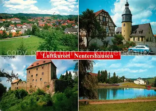 AK / Ansichtskarte Nentershausen_Hessen Panorama Kirche Burg Tannenberg Schwanenteich Nentershausen Hessen