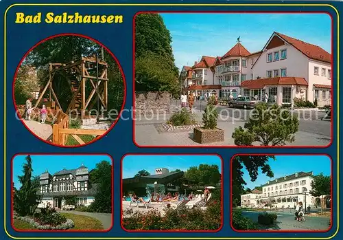 AK / Ansichtskarte Bad_Salzhausen Spielplatz Strassenpartie Schwimmbad Bad_Salzhausen