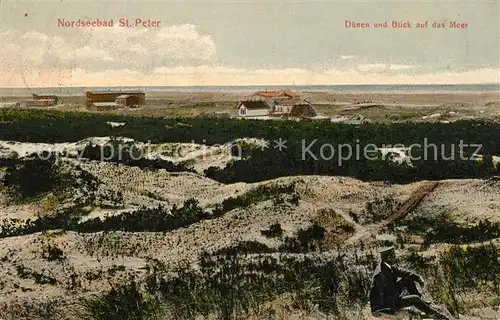 AK / Ansichtskarte St_Peter Ording Duenen und Blick auf das Meer St_Peter Ording