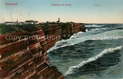 AK / Ansichtskarte Helgoland Westkueste bei Sturm Helgoland