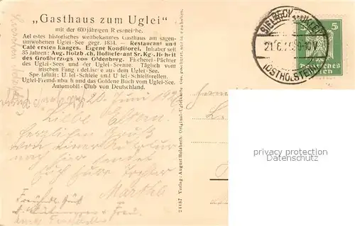 AK / Ansichtskarte Uglei_See Durchblick zum See Sage Uglei_See