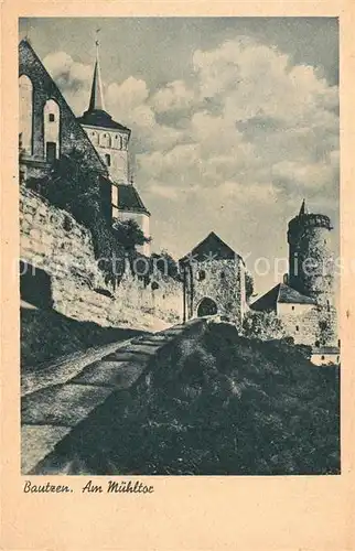 AK / Ansichtskarte Bautzen Partie am Muehltor Stadtmauer mit Wehrgang Kupfertiefdruck Silesia Nr 2095 Bautzen