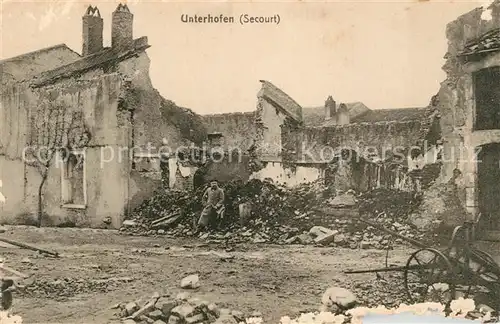 AK / Ansichtskarte Secourt Unterhofen Zerstoerung im WK1 Secourt
