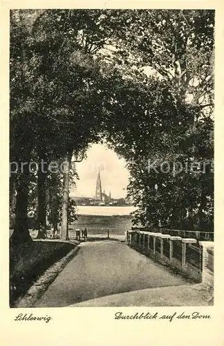 AK / Ansichtskarte Schleswig_Schlei Durchblick auf den Dom Schleswig_Schlei
