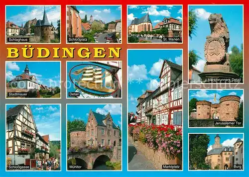 AK / Ansichtskarte Buedingen_Hessen Marktplatz Burg Schlossplatz Buedingen Hessen