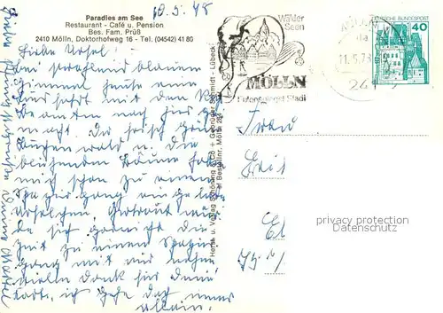 AK / Ansichtskarte Moelln_Lauenburg Paradies am See Moelln Moelln_Lauenburg