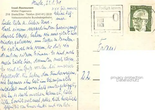 AK / Ansichtskarte Stade_Niederelbe Insel Restaurant Stade Niederelbe