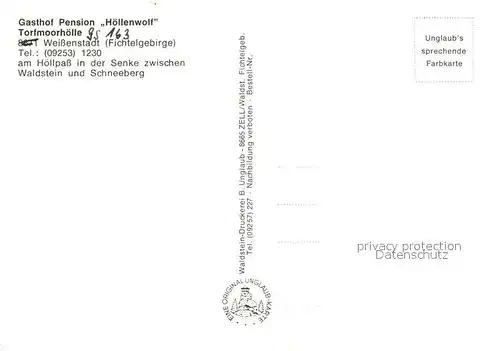 AK / Ansichtskarte Weissenstadt Gasthaus Pension Hoellenwolf Weissenstadt