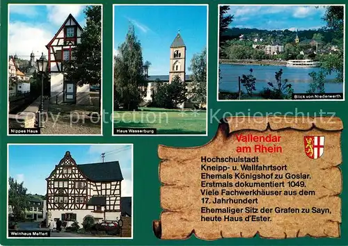 AK / Ansichtskarte Vallendar Nippes Haus Haus Wasserburg Weinhaus Chronik Vallendar