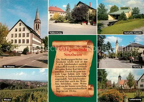 AK / Ansichtskarte Sinzheim Sankt Vinzenz Halberstung Nothelfer Kapelle Leiberstung Kartung Chronik Sinzheim