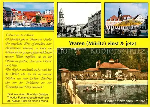 AK / Ansichtskarte Waren_Mueritz Seebad Ecktannen 1920 Hafen Marktplatz Kirche Waren Mueritz