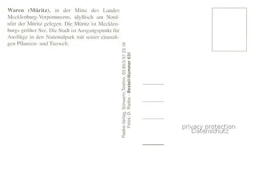 AK / Ansichtskarte Waren_Mueritz Seebad Ecktannen 1920 Hafen Marktplatz Kirche Waren Mueritz