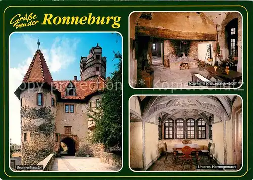 AK / Ansichtskarte Ronneburg_Hessen Burg Kueche Kreuzgratgewoelbe Unteres Herrengemach Brunnenhaustor Ronneburg Hessen
