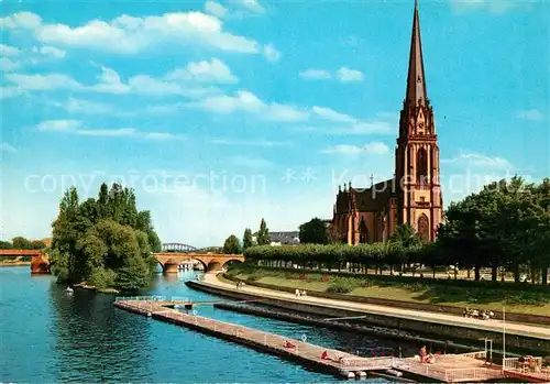 AK / Ansichtskarte Frankfurt_Main Maininsel und Dreikoenigskirche Frankfurt Main
