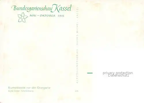 AK / Ansichtskarte Kassel Bundesgartenschau 1955 Blumenbeete vor der Orangerie Kassel