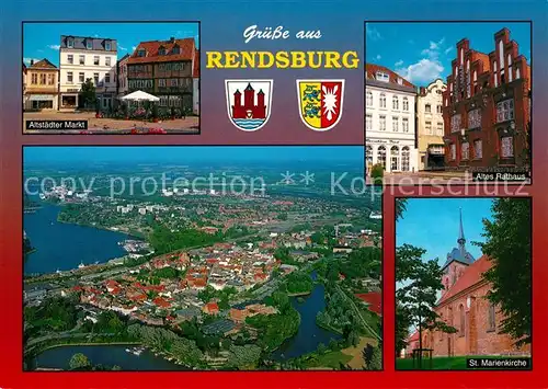AK / Ansichtskarte Rendsburg Altstaedter Markt Altes Rathaus St Marienkirche Fliegeraufnahme Rendsburg