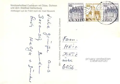 AK / Ansichtskarte Cuxhaven_Doese_Nordseebad mit Waldbad Sahlenburg Wattwagen auf der Fahrt zur Insel Neuwerk Cuxhaven_Doese_Nordseebad