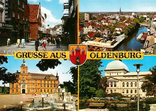 AK / Ansichtskarte Oldenburg_Niedersachsen Fussgaengerzone Panorama Schloss Staatstheater Oldenburg Niedersachsen