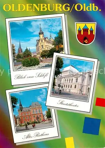 AK / Ansichtskarte Oldenburg_Niedersachsen Schlossblick Staatstheater Altes Rathaus Oldenburg Niedersachsen