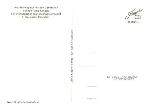 AK / Ansichtskarte Eberstadt_Darmstadt Jesu Ruf Kapelle mit See Genezareth Eberstadt_Darmstadt