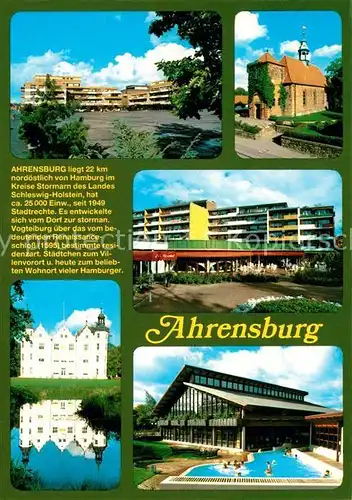 AK / Ansichtskarte Ahrensburg Stadtplatz Kirche Schloss Schwimmbad Ahrensburg