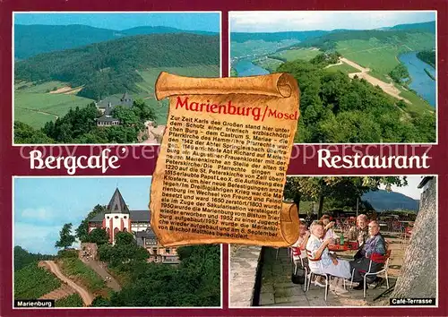 AK / Ansichtskarte Zell_Mosel Marienburg Fliegeraufnahme Cafe Terrasse Zell_Mosel