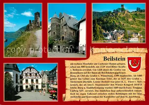 AK / Ansichtskarte Beilstein_Mosel Burgruine Alte Mosel Weinstuben Moselpartie Beilstein_Mosel