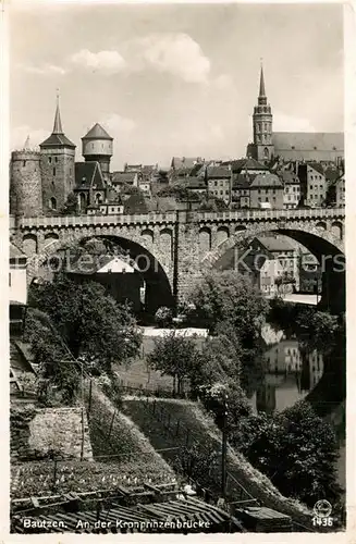 AK / Ansichtskarte Bautzen Kronprinzenbruecke Spree Alte Wasserkunst Michaeliskirche Bautzen