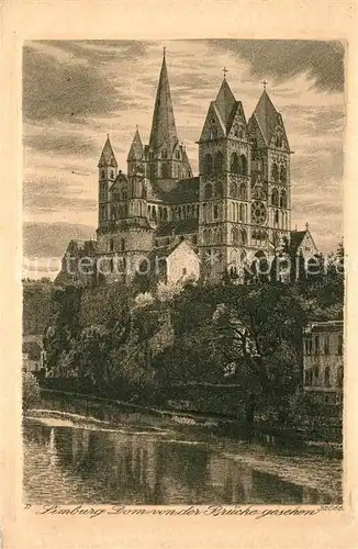 AK / Ansichtskarte Limburg_Lahn Dom von der Bruecke gesehen Kuenstlerkarte Limburg_Lahn