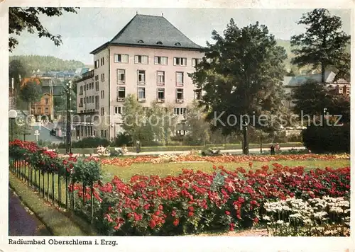 AK / Ansichtskarte Oberschlema_Erzgebirge Radiumbad Blumenbeet Naturfarbenkarte Oberschlema_Erzgebirge