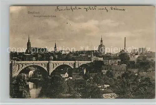 AK / Ansichtskarte Bautzen Kronprinzenbruecke Altstadt Kirche Turm Bautzen