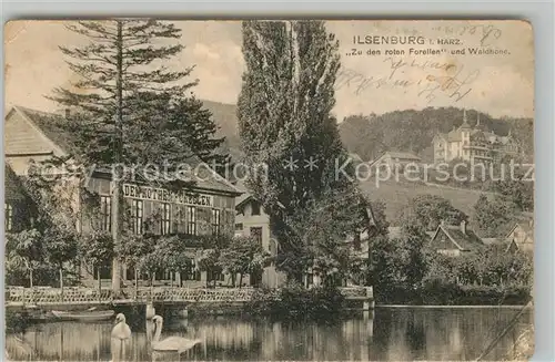 AK / Ansichtskarte Ilsenburg_Harz Hotel Restaurant Zu den roten Forellen und Waldhoehe Ilsenburg Harz