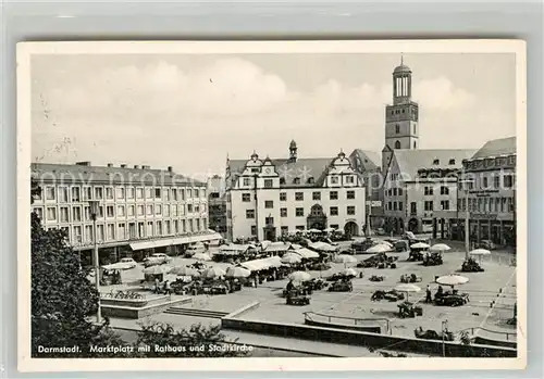 AK / Ansichtskarte Darmstadt Marktplatz Rathaus Stadtkirche Darmstadt